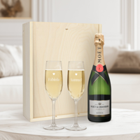 Champagnepakket met gegraveerde glazen - Moët & Chandon Brut