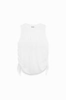 Gevlokt en gerimpeld T-shirt - WHITE - XS