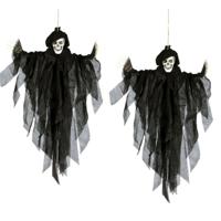 2x stuks horror hangdecoratie spook/geest pop zwart 75 cm - thumbnail