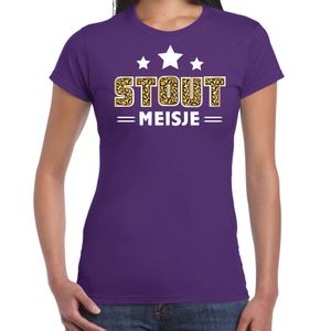 Verkleed t-shirt voor dames - Stout meisje - paars - carnaval/themafeest