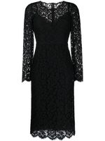 Dolce & Gabbana robe en dentelle florale à manches longues - Noir