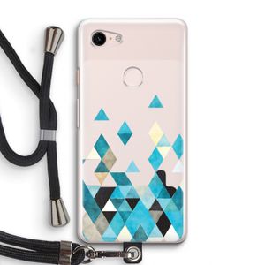 Gekleurde driehoekjes blauw: Pixel 3 Transparant Hoesje met koord