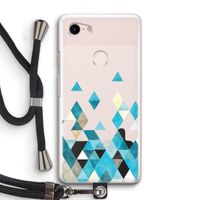 Gekleurde driehoekjes blauw: Pixel 3 Transparant Hoesje met koord