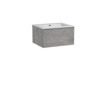 Storke Edge zwevend badmeubel 65 x 52 cm beton donkergrijs met Diva enkele wastafel in glanzend composiet marmer - thumbnail
