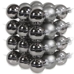 Kleine kerstballen - 36x st - titanium grijs - D4 cm - glas - kerstversiering