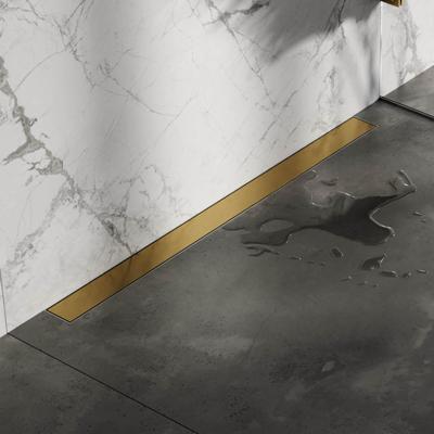 Brauer Douchegoot - 90x7.5cm - muurflens - tegelinlegrooster omkeerbaar - RVS - geborsteld goud DR-MRFW90GG