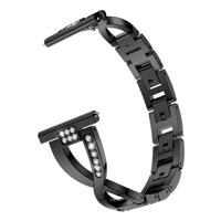 X-vormige diamant-bezaaid massief roestvrijstalen polsband horlogeband voor Samsung Gear S3 (zwart)
