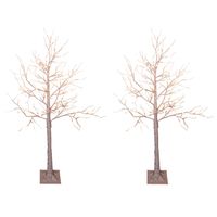 2x stuks verlichte figuren witte lichtboom/metalen boom/berkenboom met 120 led lichtjes 130 cm - kerstverlichting figuur - thumbnail