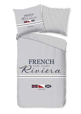 Pure Dekbedovertrek "landelijkestijl met streepjes" - Grijs - (135x200 cm) - Microfiber