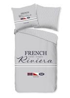 Pure Dekbedovertrek "landelijkestijl met streepjes" - Grijs - (135x200 cm) - Microfiber