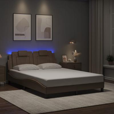 Bedframe met LED-verlichting kunstleer cappuccino 140x190 cm