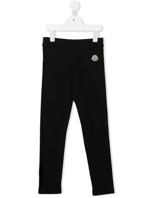 Moncler Enfant pantalon à patch logo - Noir