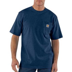 Carhartt K87 Pocket Short Sleeve Dark Cobalt Blue Heather T-Shirt Heren
