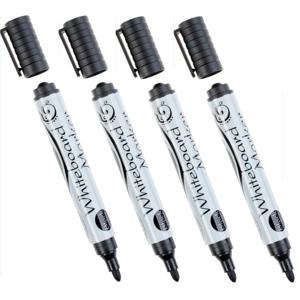Whiteboard marker/stift - 4x - zwart - uitwisbaar - kantoor/school artikelen