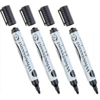 Whiteboard marker/stift - 4x - zwart - uitwisbaar - kantoor/school artikelen
