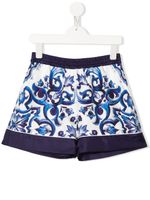 Dolce & Gabbana Kids short à imprimé Majolica - Bleu