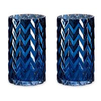 Bloemenvazen 2x stuks - luxe decoratie glas - blauw - 11 x 20 cm