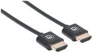 Manhattan 394352 HDMI-kabel HDMI Aansluitkabel HDMI-A-stekker, HDMI-A-stekker 1.00 m Zwart Folie afscherming, Afscherming gevlochten, High Speed HDMI met - thumbnail