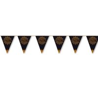 Suikerfeest/offerfeest versiering metallic vlaggenlijn zwart/goud 6 meter   -