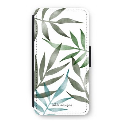 Tropical watercolor leaves: iPhone 12 Flip Hoesje