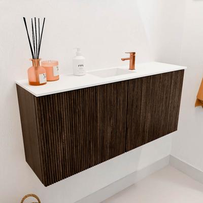 Toiletmeubel Mondiaz Joya | 90 cm | Meubelkleur Walnut | Faye wastafel Talc Midden | 1 kraangat Toiletmeubel Mondiaz Joya | 90 cm | Meubelkleur Walnut | Faye wastafel Talc Midden | 1 kraangat