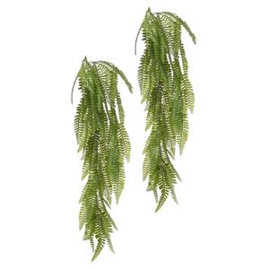Louis Maes kunstplanten - 2x - Varen - groen - hangende takken bos van 70 cm - hangplant - Kunstplanten
