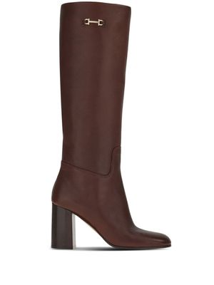 Ferragamo bottes Gancini en cuir - Marron