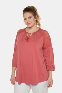 Ulla Popken Shirt, A-lijn, ronde hals, pailletten, 3/4 mouwen - Grote Maten Ulla Popken Shirt, A-lijn, ronde hals, pailletten, 3/4 mouwen - Grote Maten