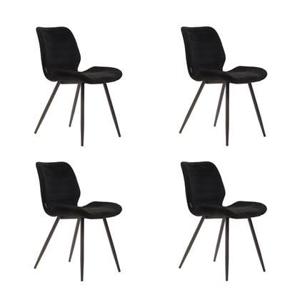 Bronx71 Velvet eetkamerstoel Toby zwart - Eetkamerstoelen set van 4