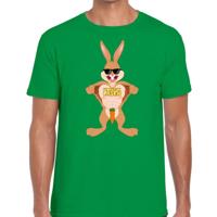 Paas thema t-shirt - Pasen - stoere paashaas - shirt voor heren - groen - homor thema kleding