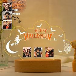 Halloween-nachtlampje gepersonaliseerd uw foto op maat led-lamp fotolijst cadeau voor jongens meisjes vrienden bureau slaapkamer decor borden Lightinthebox