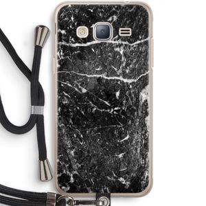 Zwart marmer: Samsung Galaxy J3 (2016) Transparant Hoesje met koord