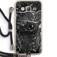 Zwart marmer: Samsung Galaxy J3 (2016) Transparant Hoesje met koord