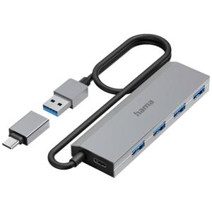 Hama 00200138 interface hub USB 3.2 Gen 1 (3.1 Gen 1) Type-A + Type-C 5000 Mbit/s Antraciet, Grijs