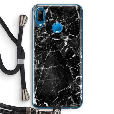 Zwart Marmer 2: Huawei P20 Lite Transparant Hoesje met koord