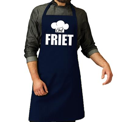 Chef friet keukenschort - blauw - voor heren - patat bakken - kookschorten - keuken Chef friet keukenschort - blauw - voor heren - patat bakken - kookschorten - keuken