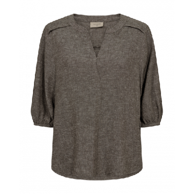 FreeQuent - Beige | Dames | Blouse | Beige | XL | regular | Kamst mode