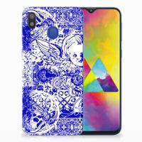 Silicone Back Case Samsung Galaxy M20 (Power) Angel Skull Blauw