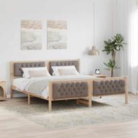 Bedframe met hoofdeinde Taupe 160 x 200 cm Massief grenenhout