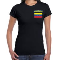 Venezuela t-shirt met vlag zwart op borst voor dames - thumbnail