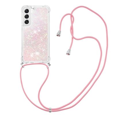Lunso - Samsung Galaxy S23 - Telefoonhoes met koord - Glitter Lichtroze