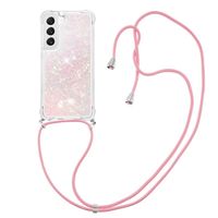 Lunso - Samsung Galaxy S23 - Telefoonhoes met koord - Glitter Lichtroze