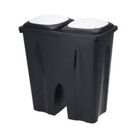 Afvalscheiding prullenbak - 50L - gerecycled kunststof - zwart