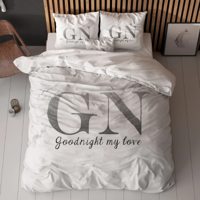 Dekbedovertrek Goodnight Zilver Tweepersoons (200x200 Cm) Zilver Microvezel Tekst Sleeptime Essentials - Overtrek - 200x200 Cm (Tweepersoons) - - Dekbed-Discounter.nl