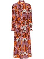 P.A.R.O.S.H. robe-chemise en soie à fleurs - Orange - thumbnail