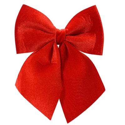 Kerstornamenten strikken - 3x - velvet rood - 9 x 10 cm - kerstboomstrikjes