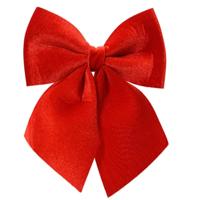 Kerstornamenten strikken - 3x - velvet rood - 9 x 10 cm - kerstboomstrikjes