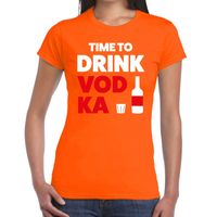 Time to Drink Vodka tekst t-shirt oranje dames - thumbnail