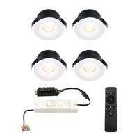 Set van 4 Cadiz LED Mini Inbouwspots met Trafo - 12 Volt 3 Watt 200 lumen - Dimbaar - Plat 26mm (Lage inbouwdiepte) - 2700K - IP44 waterdicht - Wit - Veranda spotjes - overkapping spotjes