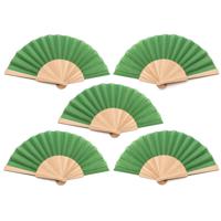 Spaanse waaier - 5x - groen - 42 x 23 cm - hout - verkoelend - handwaaier